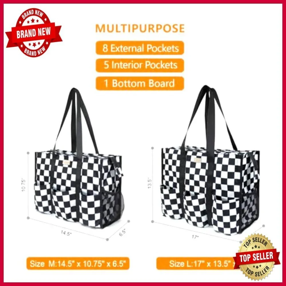 Large Water Resistant Tote Bag with 13 Pockets for Work Laptop